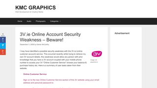 
                            6. 3V.ie Online Account Security Weakness – Beware! | KMC GRAPHICS