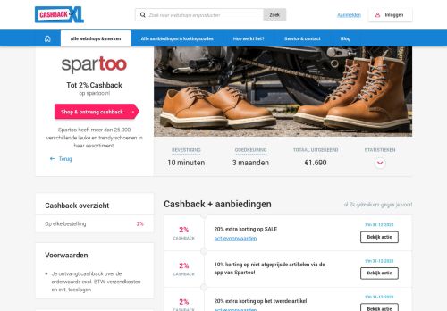 
                            7. 4% Cashback bij Spartoo | Altijd de hoogste cashback - Cashback XL