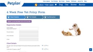 
                            12. 4 Week Free Vet Policy Form - Petplan