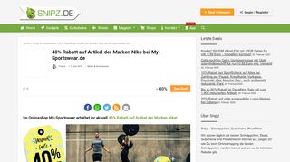 
                            11. 40% Rabatt auf Artikel der Marken Nike bei My-Sportswear.de - Snipz.de