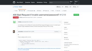 
                            5. 400 Bad Request if invalid username/password? · Issue #1218 ...