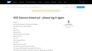 
                            9. 400 Session timed out - please log in again - archive SAP