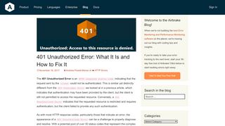 
                            11. 401 Unauthorized Error: What It Is and How to Fix It - Airbrake