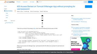 
                            1. 403 Access Denied on Tomcat 8 Manager App without prompting for ...
