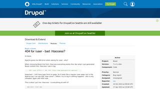 
                            2. 404 for /user - bad .htaccess? [#2354027] | Drupal.org