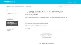 
                            11. 4.2 Sende SMS fra Node.js med PSWinCom Gateway NPM – LINK ...