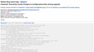 
                            13. #422411 - ilohamail: Overwrites locale changes to configuretions files ...