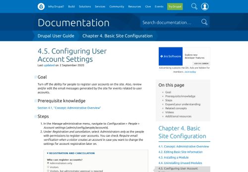 
                            3. 4.5. Configuring User Account Settings | Drupal 8 User Guide guide on ...