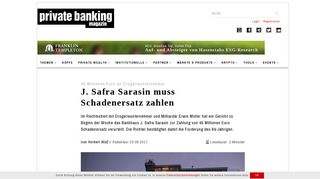 
                            12. 45 Millionen Euro an Drogerieunternehmer: J. Safra Sarasin muss ...