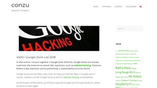 
                            4. 4500+ Google Dork List 2018 - conzu