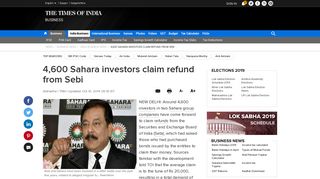 
                            11. 4,600 Sahara investors claim refund from Sebi - Times of India