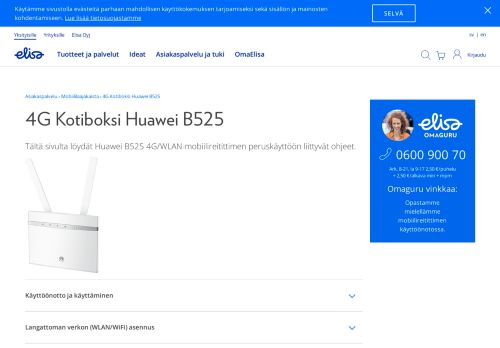 
                            2. 4G Kotiboksi Huawei B525 - Elisa ja Saunalahti asiakaspalvelu