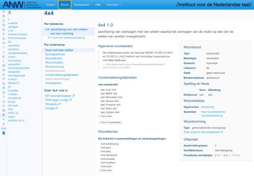 
                            9. 4x4 - ANW (Algemeen Nederlands Woordenboek)