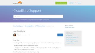 
                            4. 4xx Client Error – Cloudflare Support