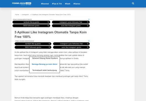 
                            10. 5 Aplikasi Like Instagram Otomatis Tanpa Koin Free 100%