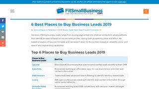 
                            4. 5 Best Places to Buy Business Leads Online 2018 - Fit Small Business