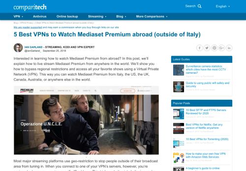 
                            3. 5 Best VPNs to Watch Mediaset Premium abroad (outside of Italy)