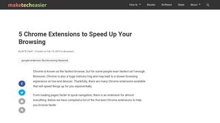 
                            2. 5 Chrome Extensions to Speed Up Your Browsing - Make Tech Easier