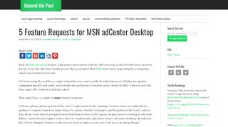 
                            7. 5 Feature Requests for MSN adCenter Desktop - Beyond the Paid