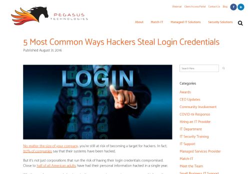 
                            4. 5 Most Common Ways Hackers Steal Login Credentials | Pegasus ...