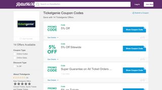 
                            13. 5% Off Ticketgenie Coupon, Promo Codes - RetailMeNot