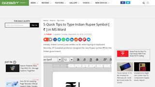 
                            5. 5 Quick Tips to Type Indian Rupee Symbol [ ₹ ] in MS Word - Gizbot ...