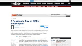 
                            12. 5 Reasons to Buy an MSDN Subscription - TMCnet