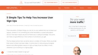
                            9. 5 Simple Tips To Help You Increase User Sign Ups - Neil Patel