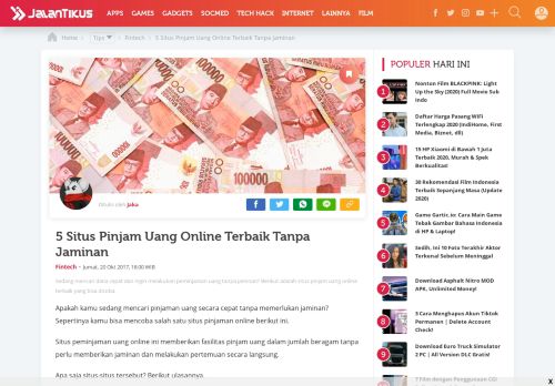 
                            11. 5 Situs Pinjam Uang Online Terbaik Tanpa Jaminan - JalanTikus.com