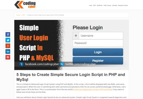 
                            12. 5 Steps to Create Simple Secure Login Script in PHP and MySql