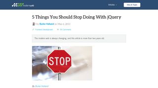 
                            8. 5 Things You Should Stop Doing With jQuery - Modern Web