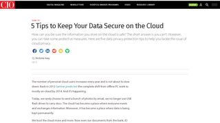 
                            11. 5 Tips to Keep Your Data Secure on the Cloud | CIO