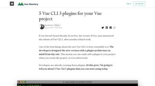
                            8. 5 Vue CLI 3 plugins for your Vue project – Vue Mastery – Medium