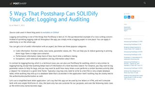 
                            8. 5 Ways That Postsharp Can SOLIDify Your Code: Logging and Auditing