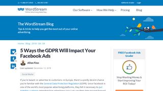 
                            11. 5 Ways the GDPR Will Impact Your Facebook Ads | WordStream