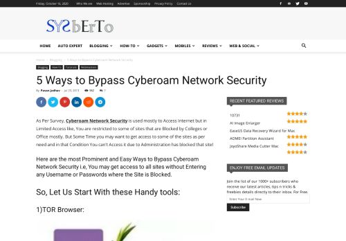 
                            6. 5 Ways to Bypass Cyberoam Network Security - Sysberto