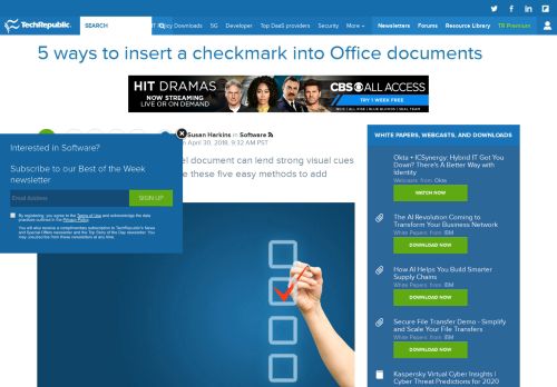 
                            10. 5 ways to insert a checkmark into Office documents - TechRepublic