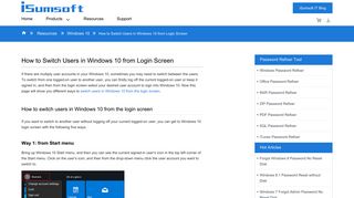 
                            2. 5 Ways to Switch Users in Windows 10 from Login Screen - iSumsoft