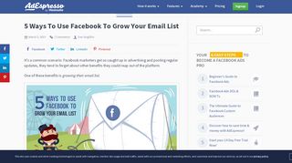 
                            5. 5 Ways To Use Facebook To Grow Your Email List - AdEspresso