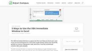 
                            5. 5 Ways to Use the VBA Immediate Window - Excel Campus