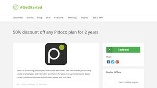 
                            8. 50% discount off any Pidoco plan for 2 years - GetStarted