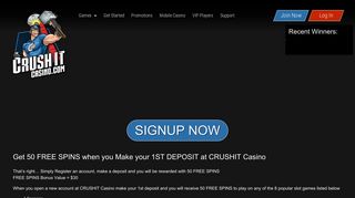 
                            10. 50 FREE SPINS Bonus – CRUSHITCasino.com