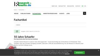 
                            6. 50 Jahre Schaefer - Research & Results