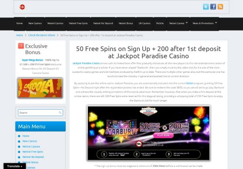
                            10. 50 No Deposit Free Spins + 200 Afterwards - Jackpot Paradise Casino