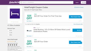 
                            8. $50 Off HotelTonight Coupon, Promo Codes - RetailMeNot