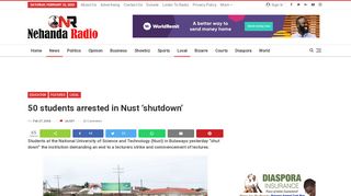 
                            9. 50 students arrested in Nust 'shutdown' – Nehanda Radio