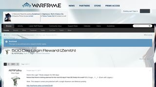 
                            8. 500 Day Login Reward (Zenith) - General Discussion - Warframe Forums