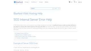 
                            8. 500 Internal Server Error Help - Bluehost