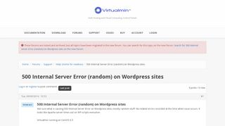 
                            9. 500 Internal Server Error (random) on Wordpress sites | Virtualmin