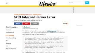 
                            7. 500 Internal Server Error (What It Is & How to Fix It) - Lifewire